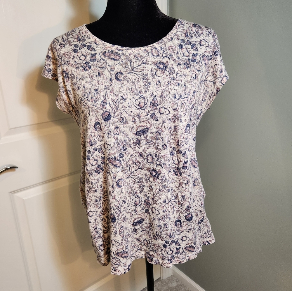 Rachel Zoe Navy, Rose and Cream   Floral Top